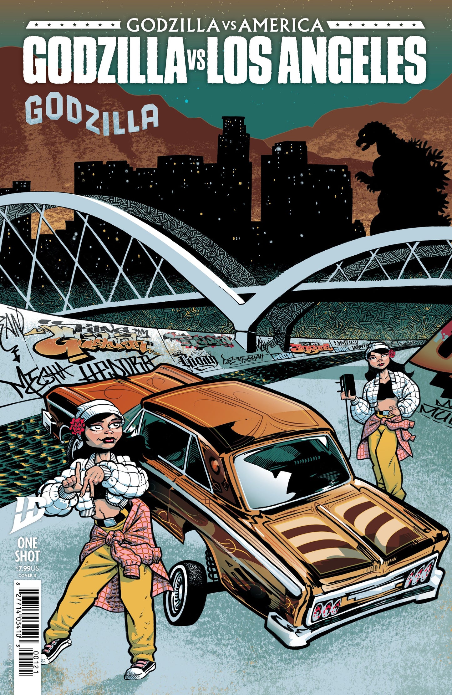 Godzilla Vs America Los Angeles B J. Gonzo LA River Graffiti 6th Street Bridge (04/30/2025) Idw