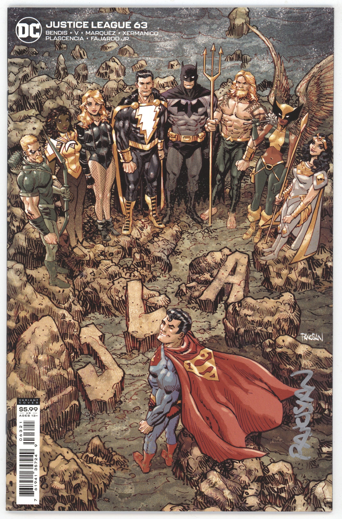 Justice League #63 B Dan Panosian Card Stock Variant SIGNED Dave Panosian Dc