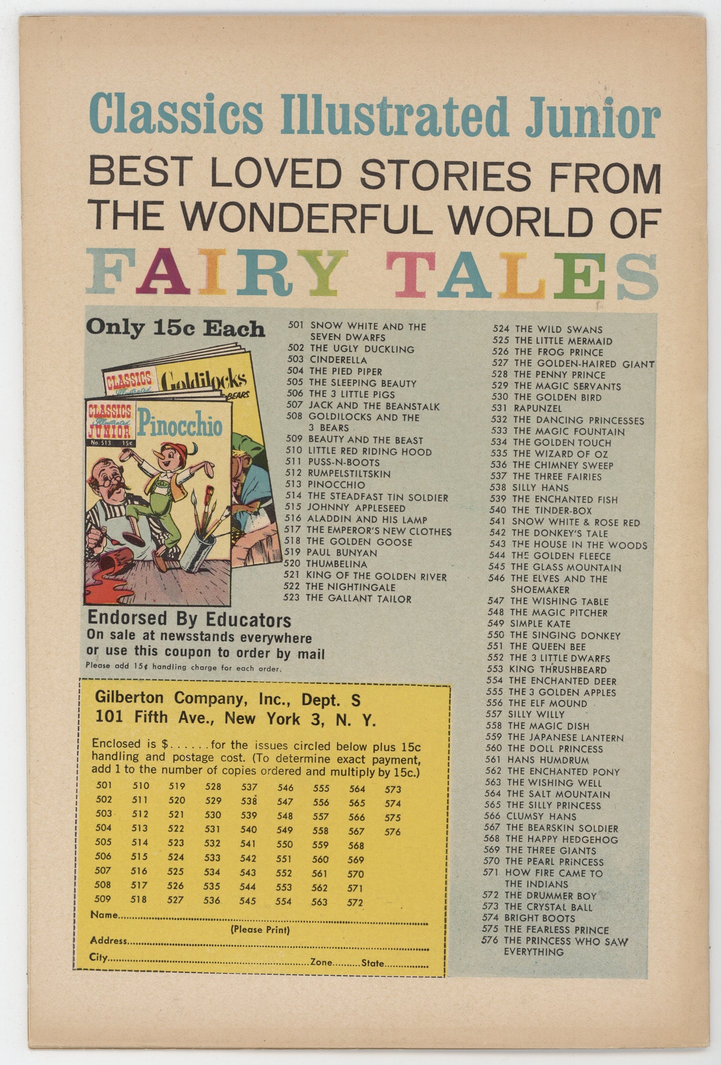 Classics Illustrated Junior 555 Gilberton 1958 FN 3 Golden Apples HRN 576