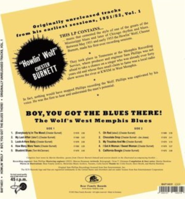 Howlin' Wolf - Boy, You Got The Blues There! Vol. 1: The Wolf's West Memphis Blues - 10 Inch Vinyl