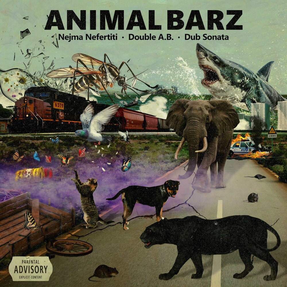 the album cover for Nejma Nefertiti, Double A.B. & Dub Sonata - Animal Barz