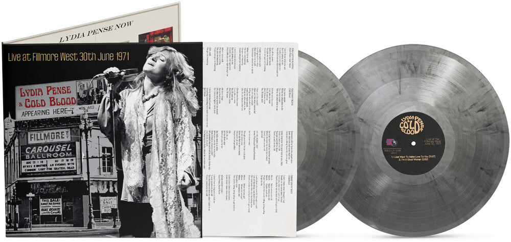 the album cover for Lydia Pense / Cold Blood - Live At Fillmore West - June 30th 1971 - Marble