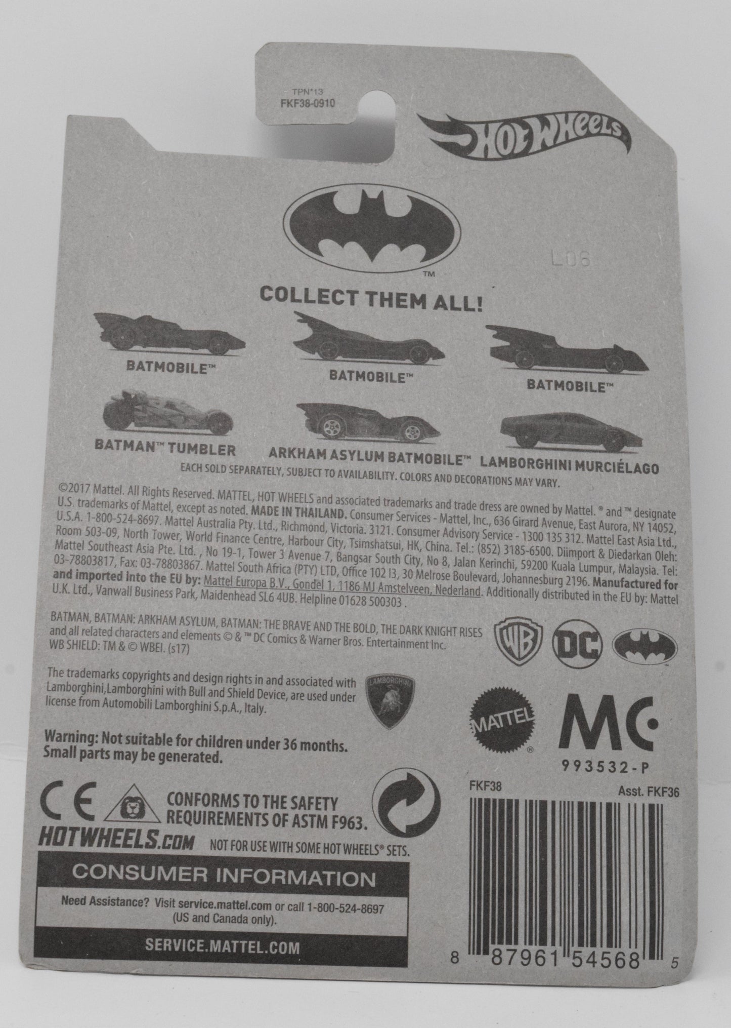 Hot Wheels Batman Batmobile DC 2/6 DieCast Car New