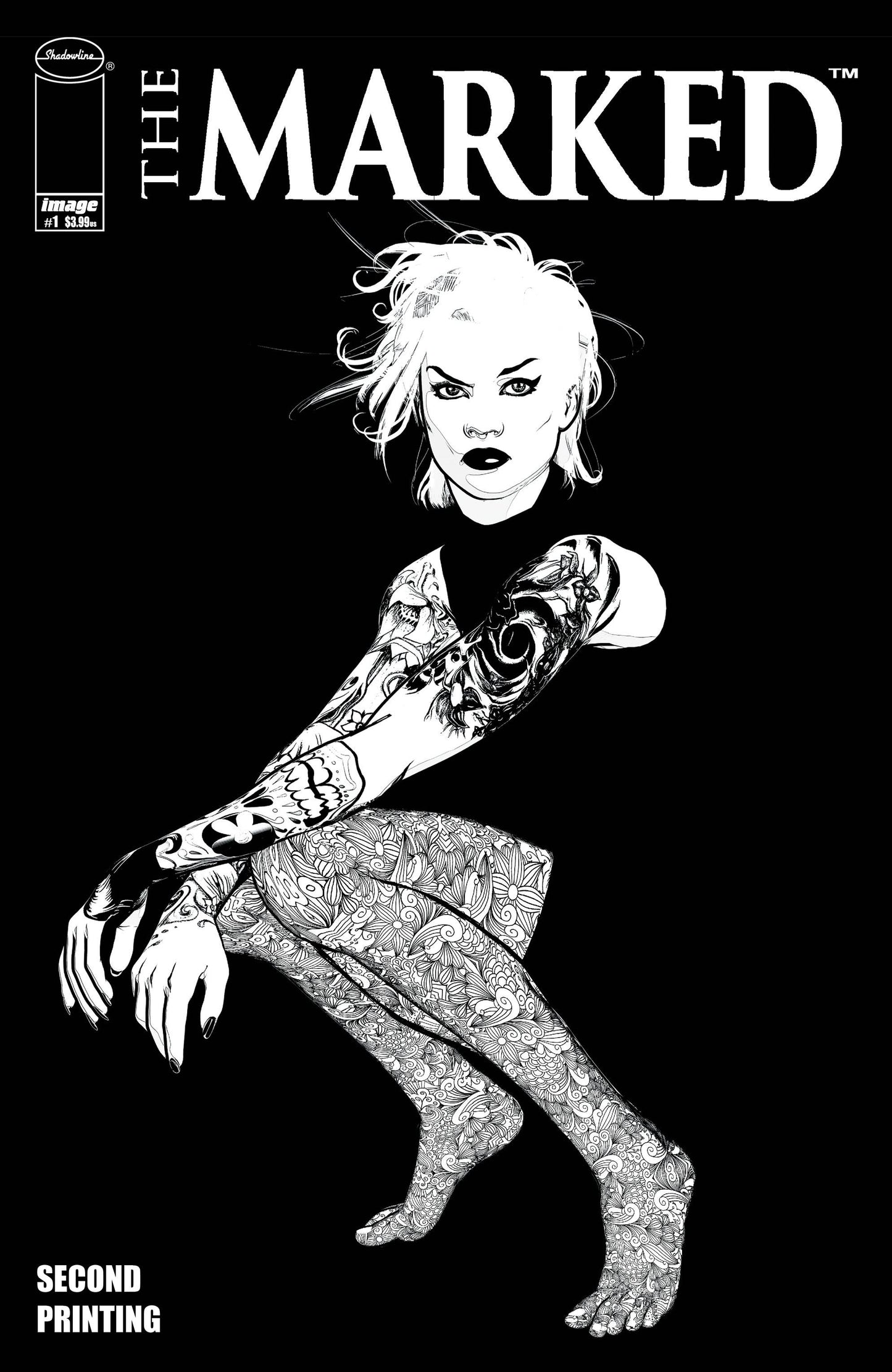 MARKED #1 A Image 2019 NM+ 9.6 Brian Haberlin GGA Tattoo B&W Negative