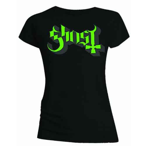 Camiseta de manga corta con el logotipo de Ghost en verde y gris