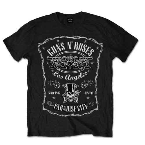 Camiseta de la banda Guns N' Roses con el sello Paradise City