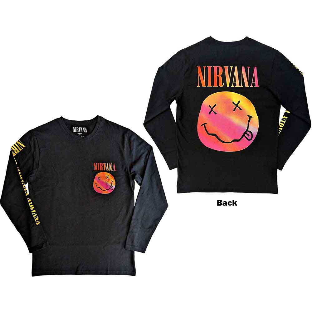 Nirvana - Camiseta con cara feliz en degradado