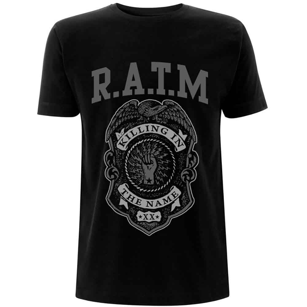 Rage Against The Machine - Camiseta con placa de policía gris