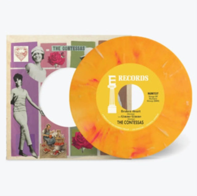 Contessas - Broken Heart B/W Gimme Gimme (Opaque Peach & White Marble 7Inch) - 7 Inch Vinyl