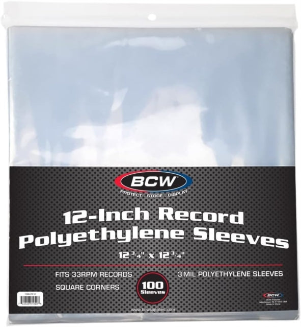 BCW 12 INCH POLYETHYLENE OUTER SLEEVES - STANDARD 3MIL (100CT) []