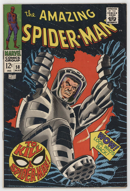 Amazing Spider-Man 58 Marvel 1968 FN VF Stan Lee John Romita Spider Slayer