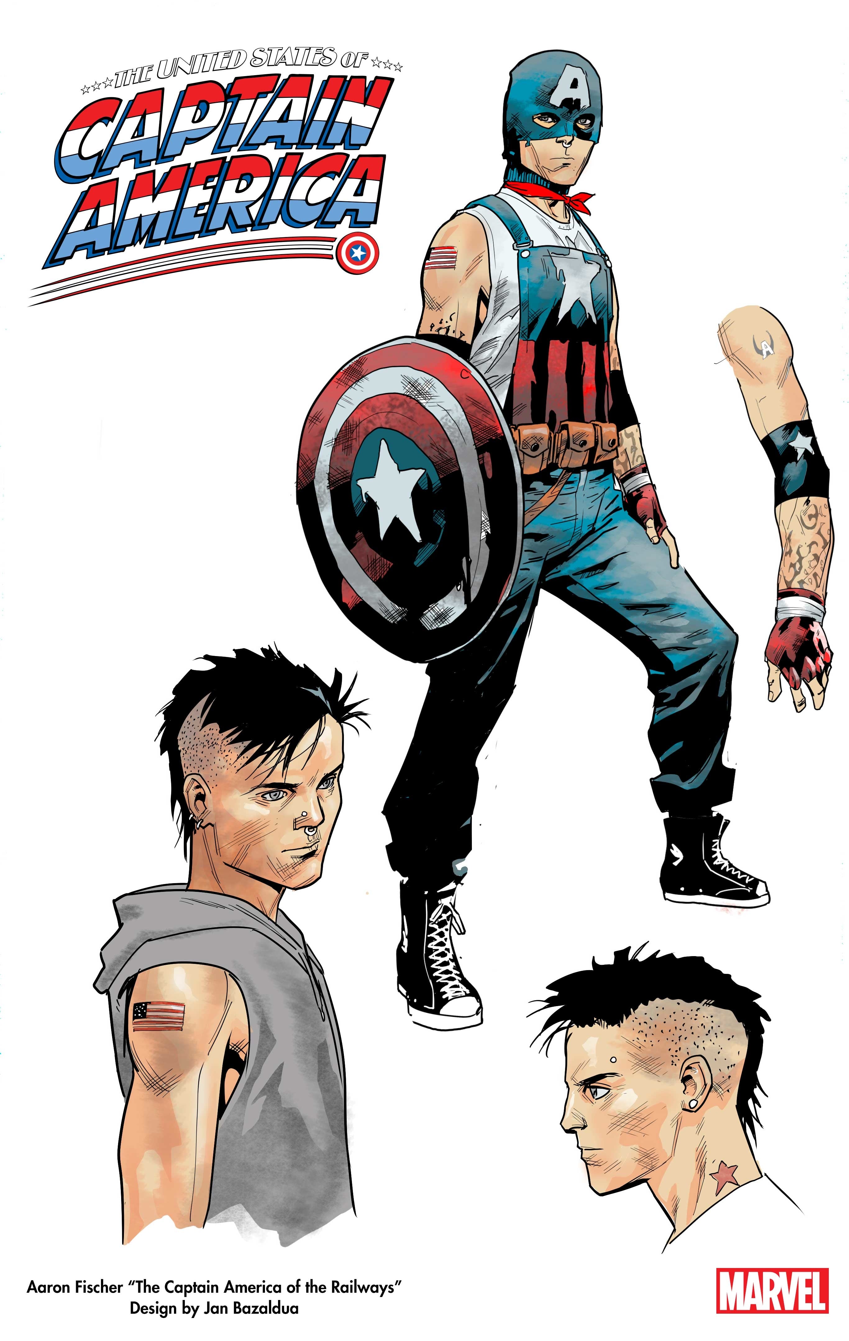 United States Captain America #1 B (Of 5) Jan Bazaldua Design Variant (06/30/2021) Marvel
