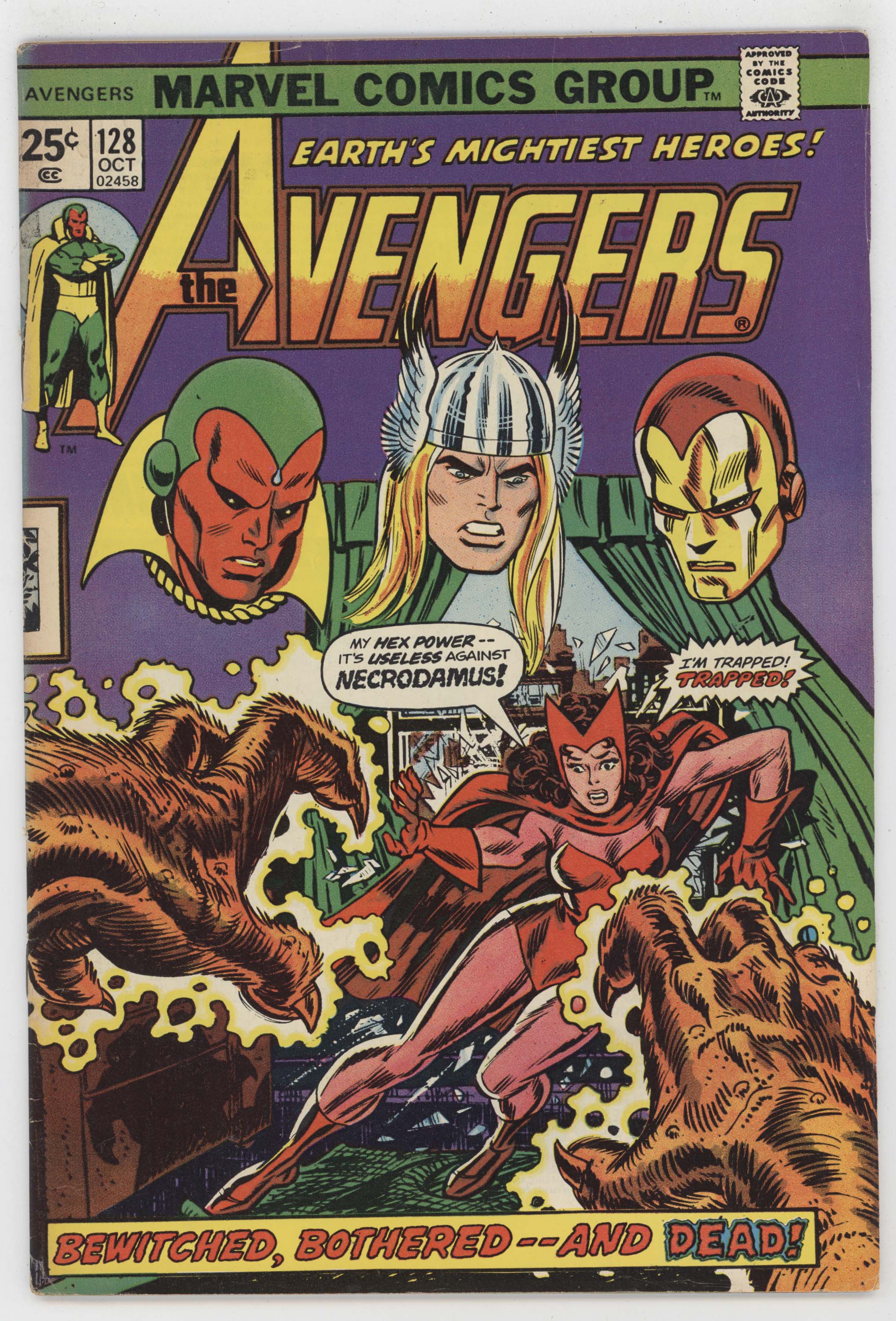 Avengers 128 Marvel 1974 VG Iron Man Thor Vision Scarlet Witch Gil Kane