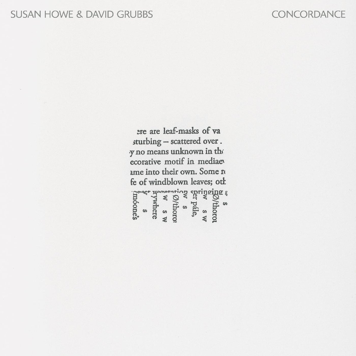 Howe, Susan & David Grubbs - Concordance [Vinyl]