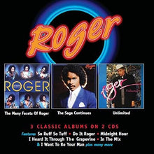 the album cover for Roger - Many Facets of Roger / Saga Continues / Unlimited