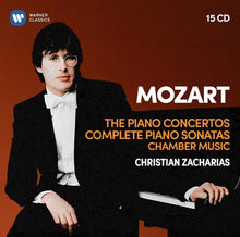 the album cover for Christian Zacharias - Mozart: Piano Concertos 5-27, 19 Piano Sonatas, Piano Quartets 1-2
