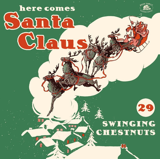 the album cover for Here Comes Santa Claus: 29 Swinging Chestnut / Var - Here Comes Santa Claus: 29 Swinging Chestnut / Var