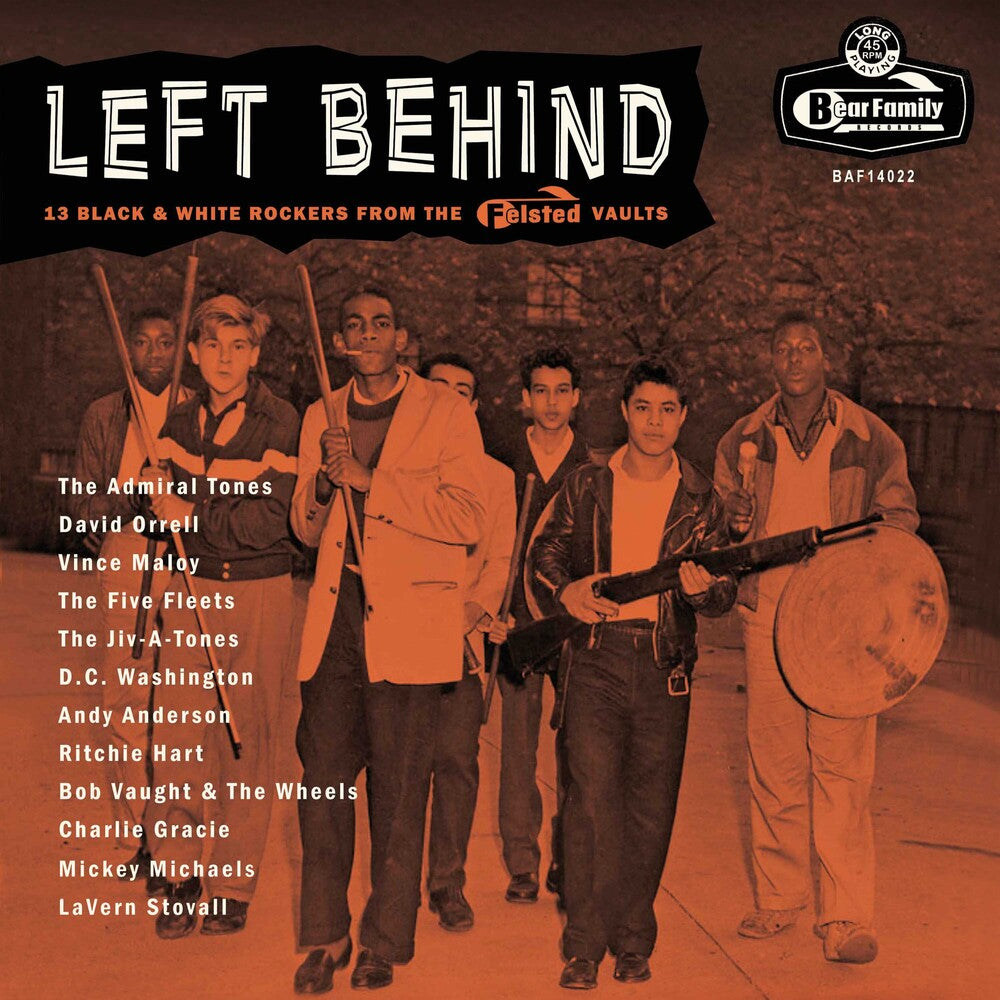 the album cover for Left Behind: 13 Black & White Rockers From / Var - Left Behind: 13 Black & White Rockers From / Var