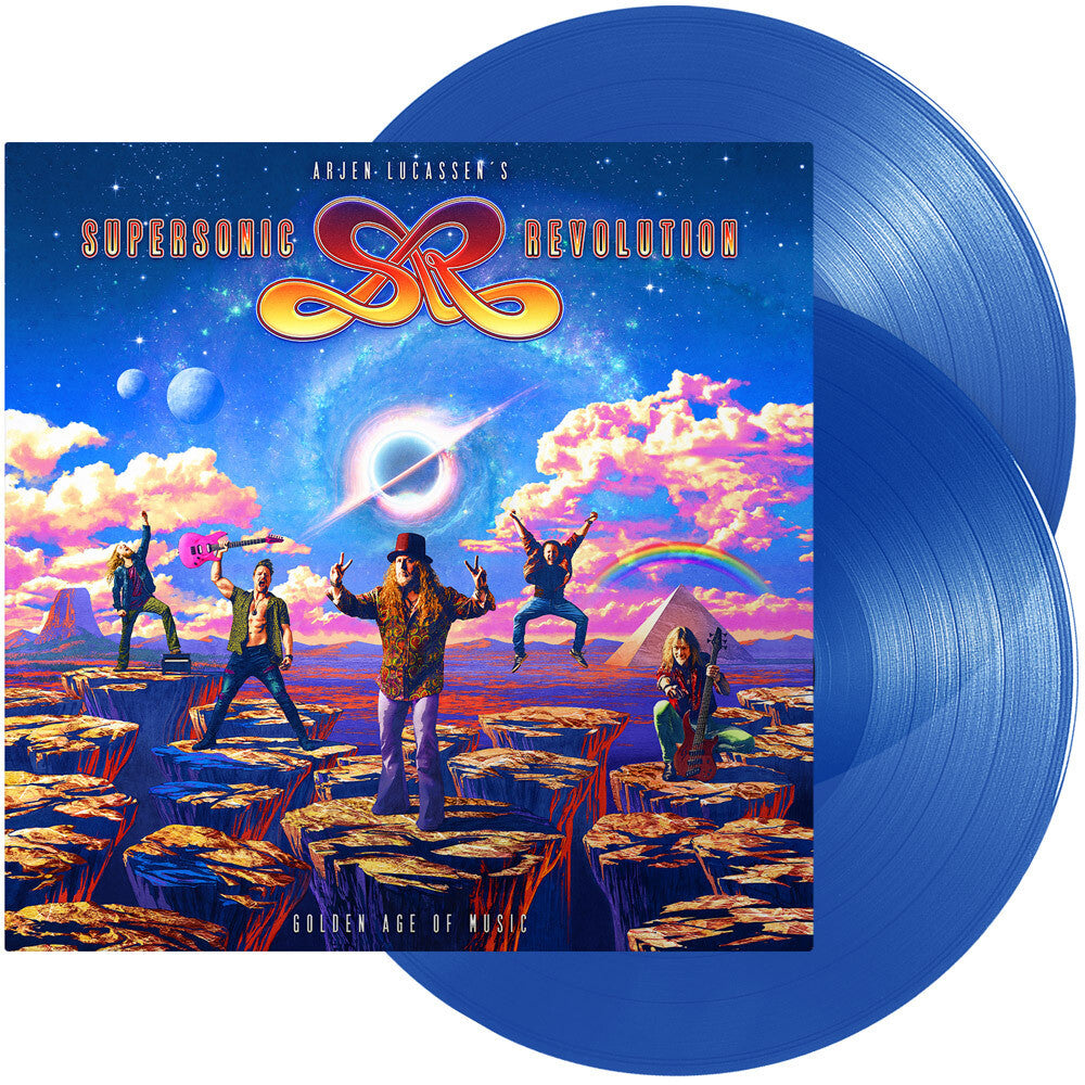 the album cover for Arjen Lucassen's Supersonic Revolution - Golden Age Of Music - Transparent Blue (Blue)