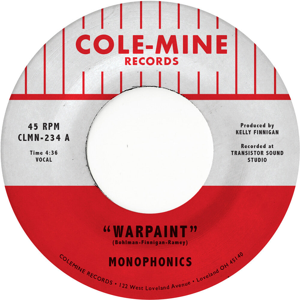 the album cover for Monophonics & Kelly Finnigan - Warpaint / Crash & Burn [Natural w/ Black Swirl Vinyl Single]