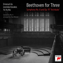 the album cover for Emanuel Ax  / Kavakos,Leonidas / Ma,Yo-Yo - Beethoven For Three: Sym 4 & Op 97 Archduke