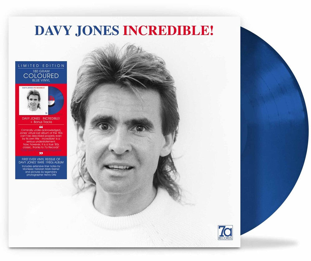 the album cover for Davy Jones - Incredible - Blue Vinyl (Blue) [Colored Vinyl] [180 Gram] (Uk)