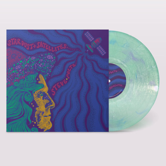 the album cover for Steve Poltz - Stardust & Satellites - Coke-Bottle Cosmic Swirl