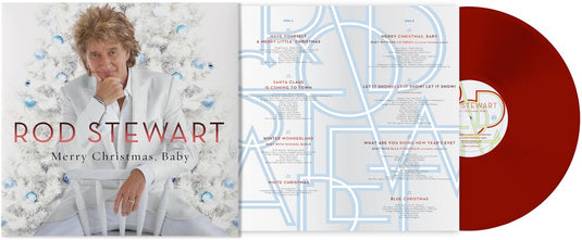 the album cover for Rod Stewart - Merry Christmas, Baby [Translucent Ruby 2 LP]