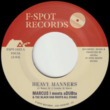 the album cover for Marcus I Meets Adubta - Heavy Manners
