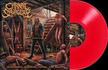 the album cover for Carnal Savagery - Graveworms Cadavers Coffins & Bones - Clear Red