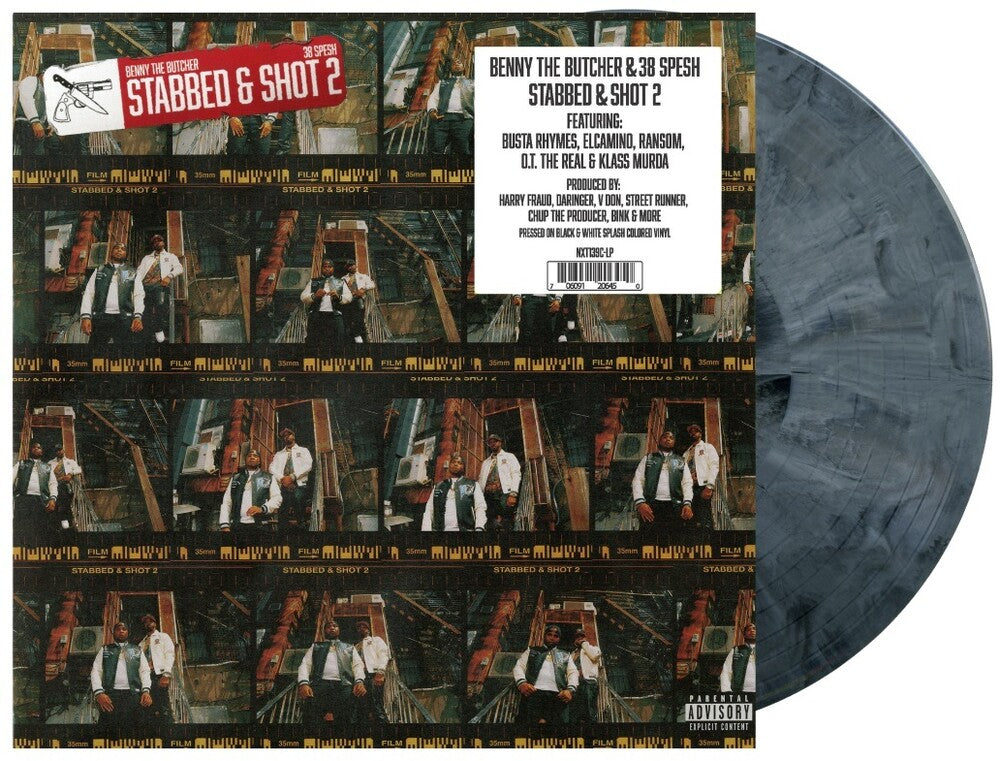 the album cover for Benny The Butcher & 38 Spesh - Stabbed & Shot 2 (Blk) [Colored Vinyl] (Wht)