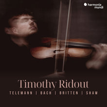 the album cover for Timothy Ridout - Telemann - Bach - Britten - Shaw