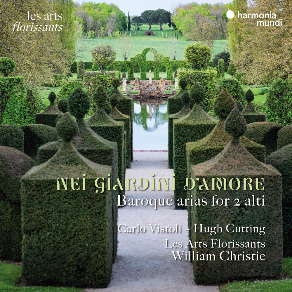 the album cover for Carlo Vistoli - Nei Giardini D'amore - Baroque Arias For 2 Alti
