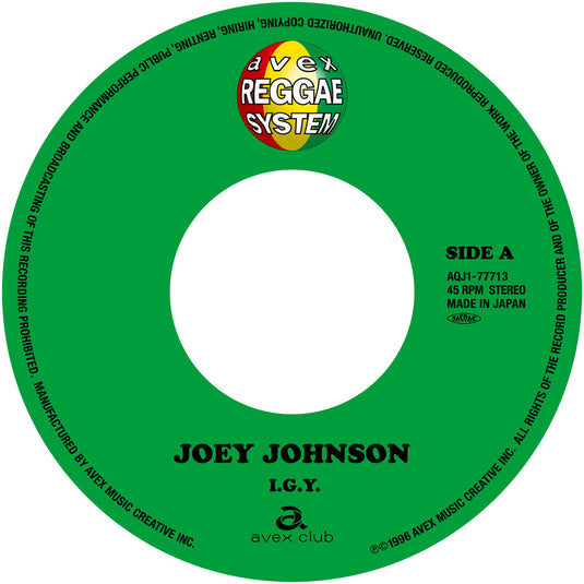 the album cover for Joey Johnson - I.G.Y. / Right Here Waiting
