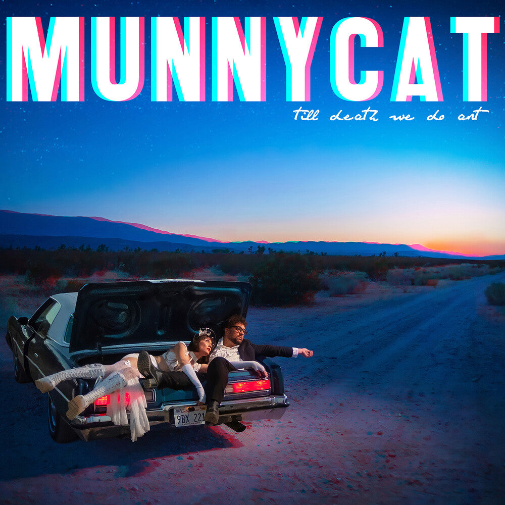 the album cover for Munnycat - Till Death We Do Art - Split Red/Blue Transparent