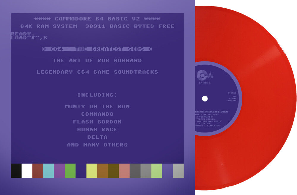 the album cover for Hubbard, Rob - C64 Greatest Sids: The Art Of Rob Hubbard - Limited To 100 Handnumbered Edition (Red Vinyl)