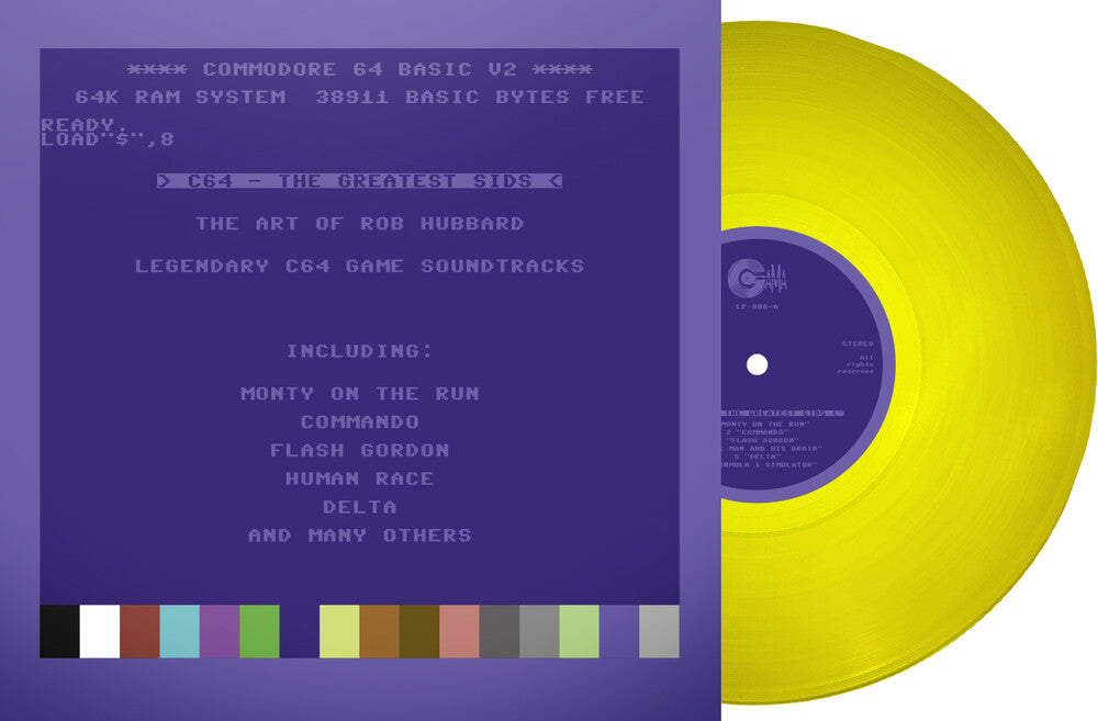 the album cover for Rob Hubbard  (Colv) (Ltd) (Ylw) (Fra) - C64 Greatest Sids: Art Of Rob Hubbard - Yellow
