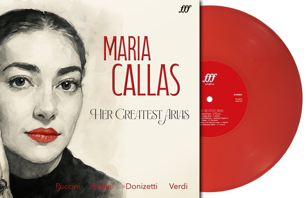 the album cover for Maria Callas - Maria Callas: The Greatest Hits - Red Vinyl [Clear Vinyl]