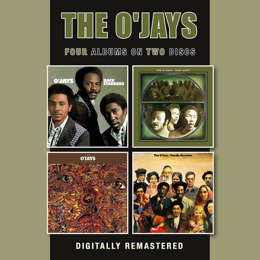 the album cover for O'Jays - Back Stabbers / Ship Ahoy / Survival / Family (Uk)