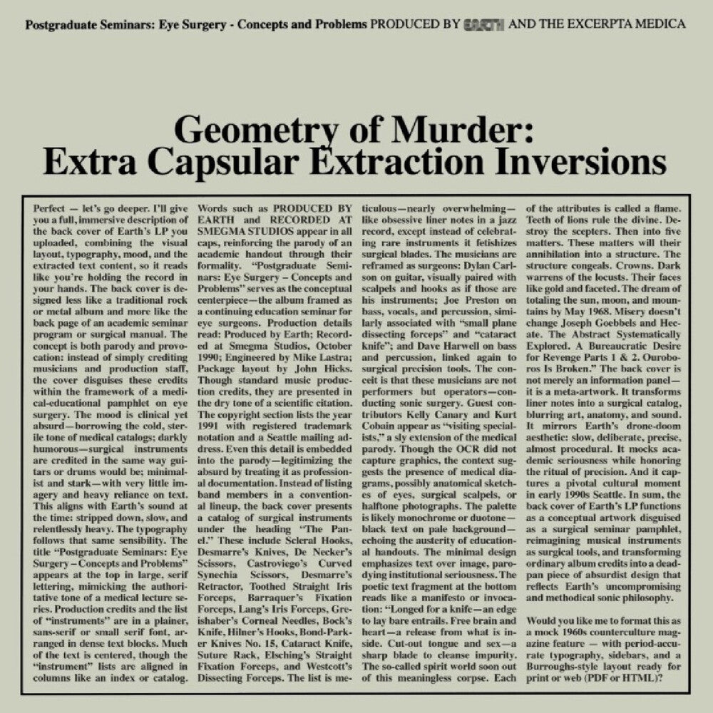 Earth X Black Noi$E - Geometry Of Murder: Extra Capsular Extraction [LP]