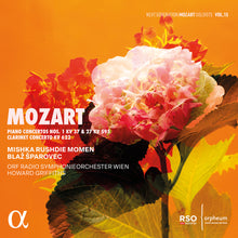 the album cover for Mishka Rushdie Momen - Mozart: Piano Cons Nos. 1 Kv 37 & 27 Kv 595 Clarin