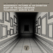 the album cover for Prague Symphony Orchestra - The Treasury of Great Classics - Russian Spectacular - Vol. 2. Mussorgsky: Pictures at an Exhibition, Night on Bald Mountain & T