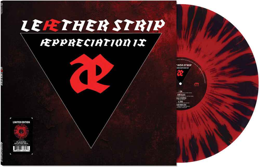 the album cover for Leæther Strip - Æppreciation IX[Black/Red Splatter]