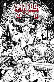 Vampirella Vs Red Sonja #1 H 1:15 Joe Quinones B&W Variant (11/02/2022) Dynamite
