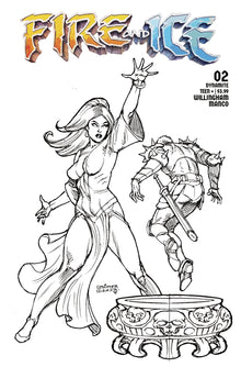Fire And Ice #2 E 1:10 Joseph Michael Linsner Line Art Variant (12/06/2023) Dynamite
