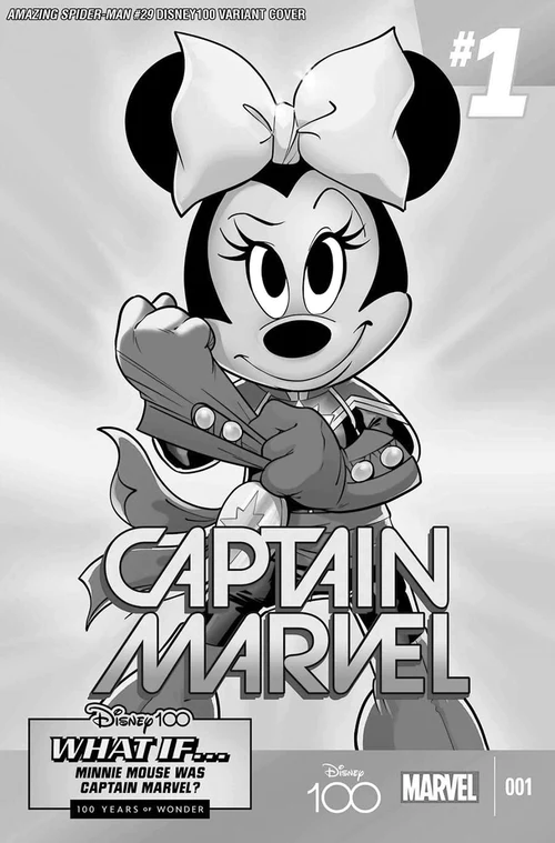 Amazing Spider-Man #29 E 1:100 Disney 100 Giada Perissinotto Captain Marvel 1 Homage BW Variant (07/12/2023) Marvel