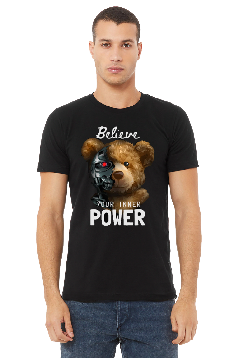 Camiseta DTG con texto "Believe Your Inner Power" de Teddy | Edición a todo color 