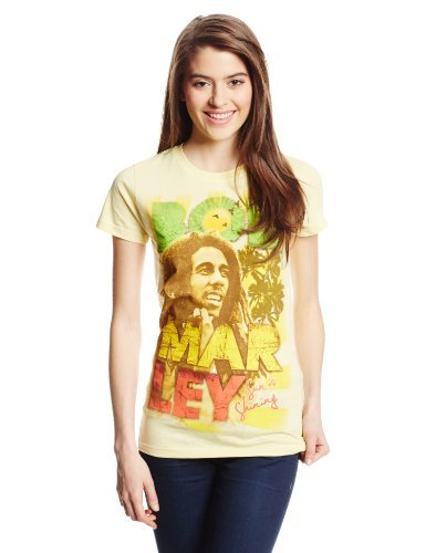 Bob Marley - Bob Marley Sun Is Shining Juniors T-Shirt, Light Yellow, X-Large [T-Shirt]