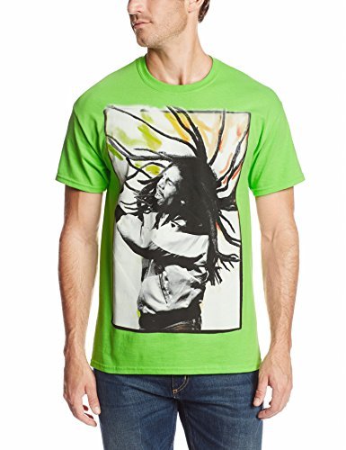 Zion Rootswear Men'S Bob Marley Flying Dreads (Lime) T-Shirt, Green, Medium [T-Shirt]