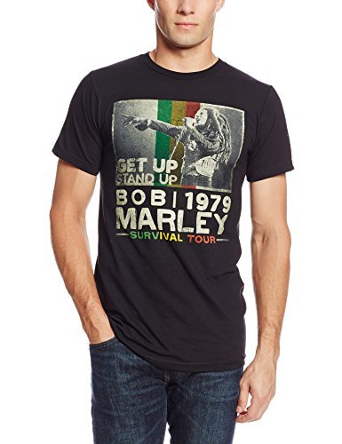 Bob Marley Zion Rootswear Men'S Bob Marley Get Up T-Shirt, Black, Small [T-Shirt]